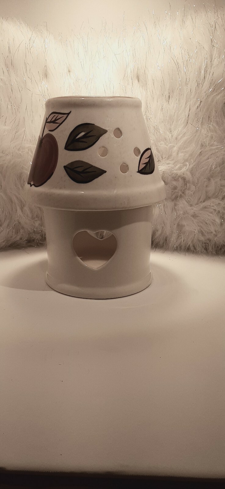 Apple Heart Ceramic Tea Light Candle Lantern Set of 2