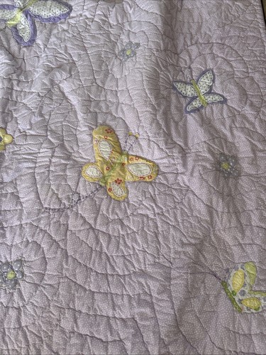 Pottery Barn Kid's Girl's Twin Size Comforter Butterflies & Flowers Purple Dots - Picture 6 of 6