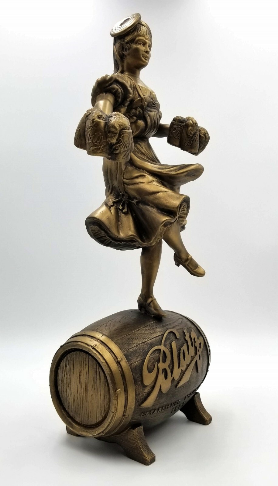 Blatz Beer Valerie Barmaid Girl Display Statue 1986 Vintage Bronze Tone 0453 eBay