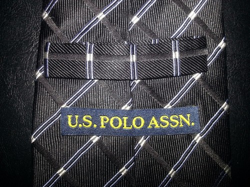 US Polo Association Tie Silk Black Blue Black Geometric Diamond Grid NIB t2698 - Picture 2 of 6