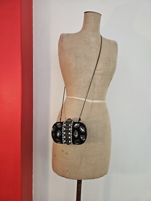 MIMCO Crossbody Bag Clutch Black Beads Crystals RRP 199