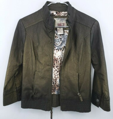 BKE Buckle Womens Outerwear Jacket Coat Zip Up L/S Jacket Lined Animal Print XS