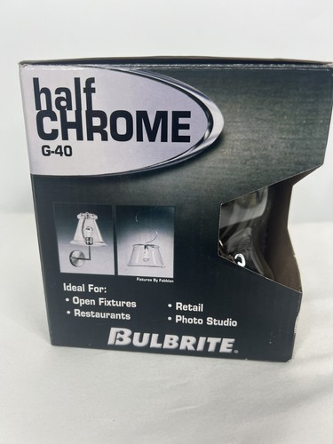 2 BulBrite Half Chrome G40 Mirror Top Light Bulb 60 Watt 120 V 712356 - Picture 3 of 6
