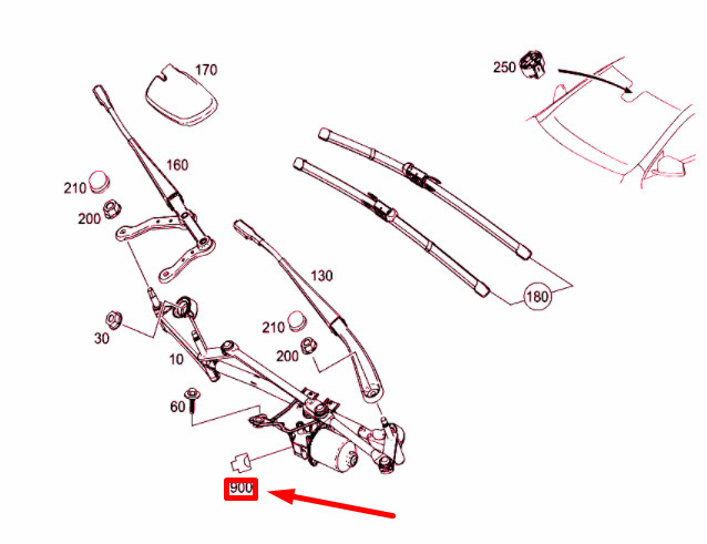 MERCEDES-BENZ CLA C117 Wiper Motor Socket Housing A052545332664  