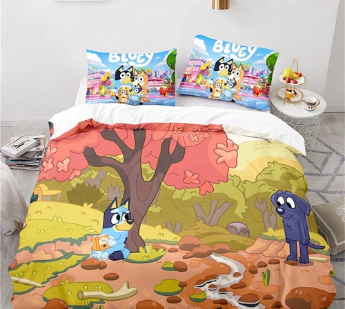 Bluey Set Copripiumino 3D 2/3pz Set Biancheria da Letto Federe Singolo Matrimoniale King Regali - Foto 12 di 31