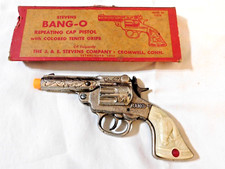 Rare 1938 J. E. Stevens Cast Iron BANG-O REPEATING CAP PISTOL w/ Box - Works