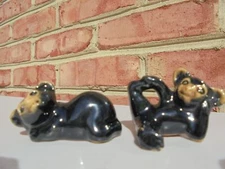 Pair Vintage Rosemeade Pottery North Dakota Bear Cubs w Tags