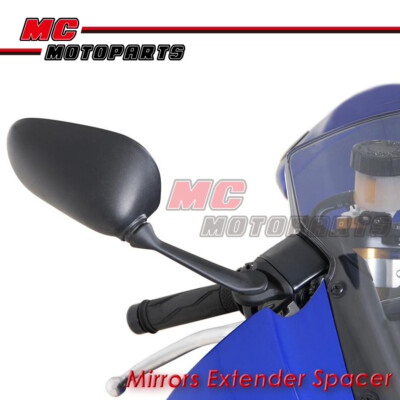 Black Mirrors Extension Riser Adapter For Yamaha YZF R6 08-16 09