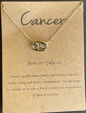 Cancer Zodiac Sign Choker Necklace Horoscope Yellow Gold Plated