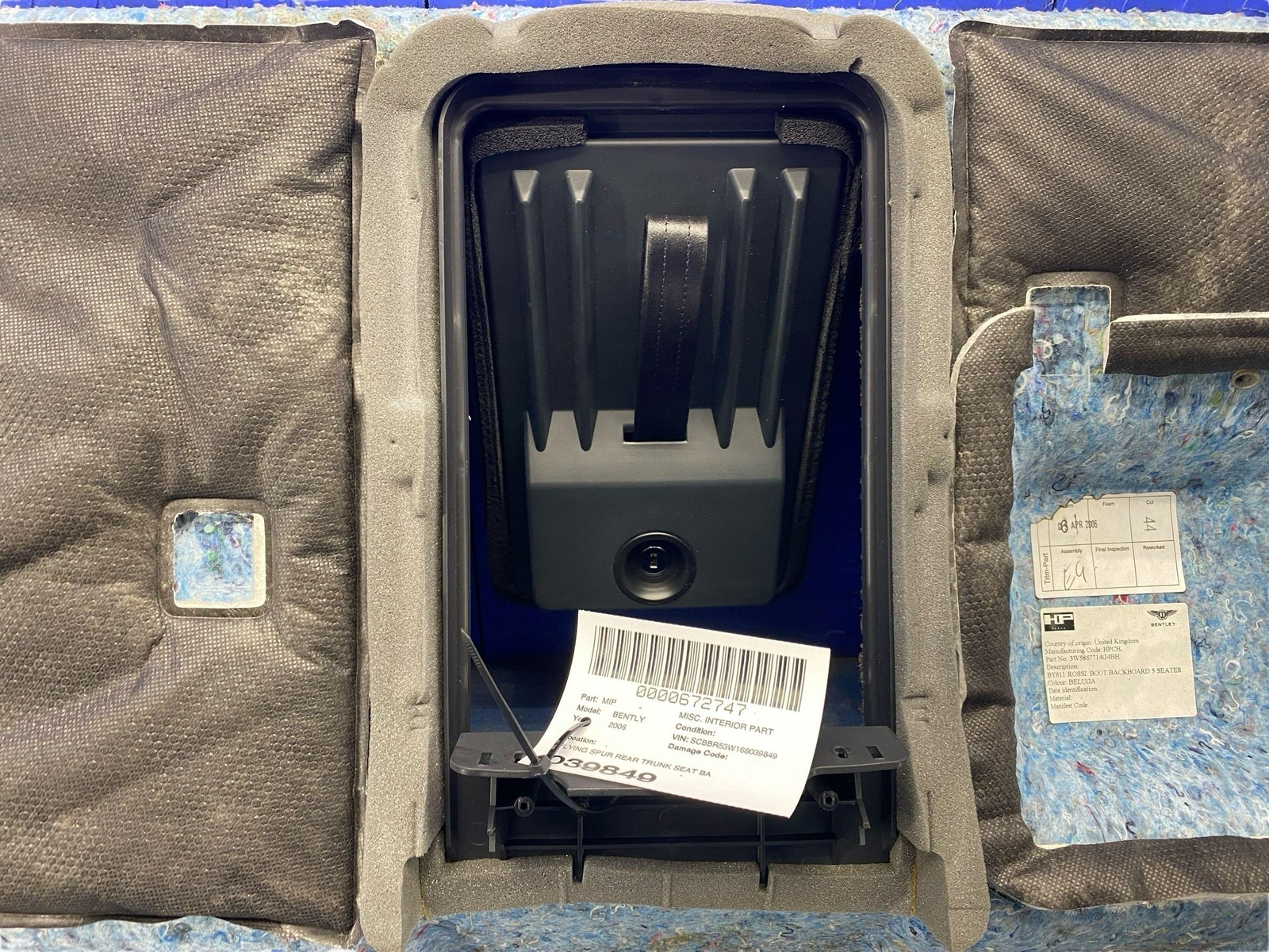2006-2012 BENTLEY CONTINENTAL FLYING SPUR REAR TRUNK SEAT BACK TRIM COVER PANEL