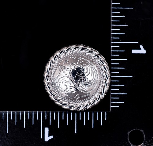 10X 1" Silver Flower Carved Rope Side Leathercraft Western Saddle Bridle Concho - Picture 8 of 8