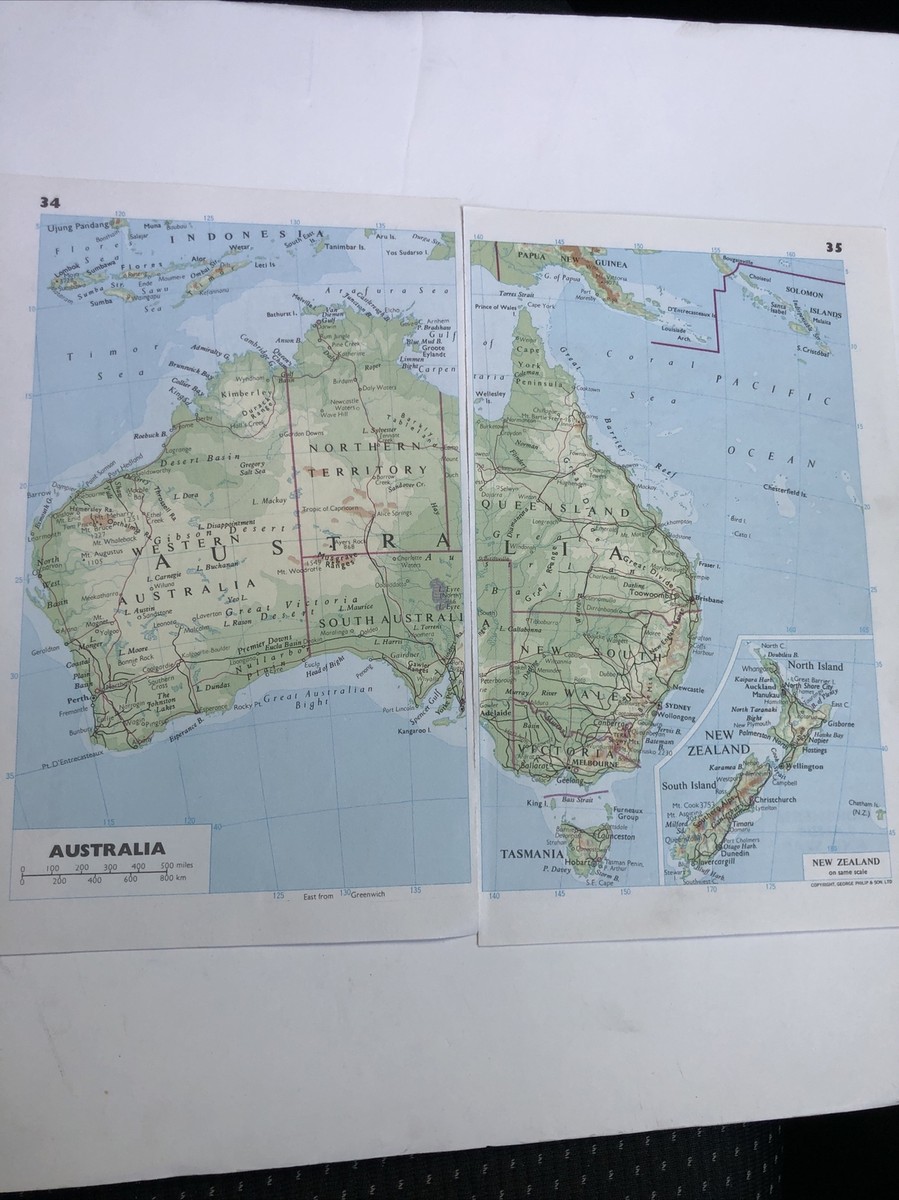 Physical Map Of Australia And New Zealand CRAFTWAFT ROLLUP PHYSICAL