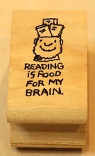 KIDSTAMPS JARED LEE 1992 RUBBER STAMP READING IS FOOD FOR MY BRAIN