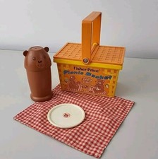 1974 Fisher Price Vintage Teddy Bear Picnic Basket 677