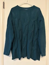 J. Jill Chenille Women's Chunky Cable Knit Pullover Sweater L Teal