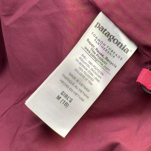 Patagonia Jacket Girl Medium 10 Pink Hi-Loft Duck Down Sweater Hoody Puffer Coat - Picture 6 of 20