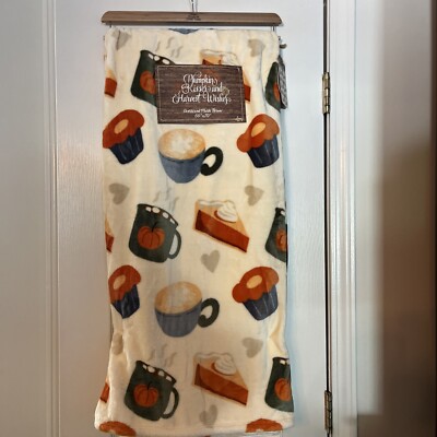 Pumpkin Kisses & Harvest Wishes Pumpkin Spice Latte Plush Blanket