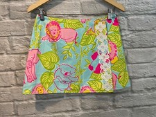 Lilly Pulitzer Pink  Blue San Diego Zoo Reversible Wrap 90's Skirt Size 2