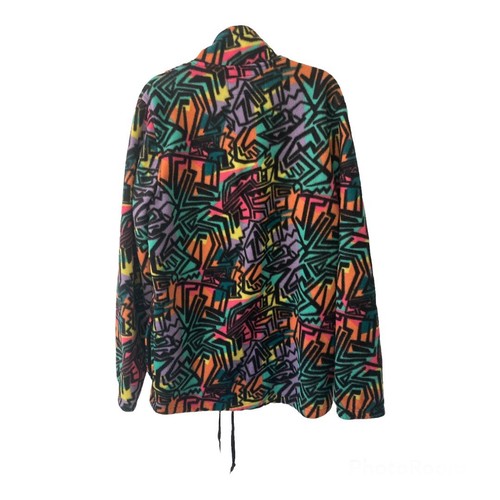 Zumiez Retro Fleece Jacket Neon Graffiti Print Empyre Aspen Tech Mens Large Zip - Picture 2 of 4