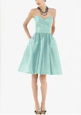 NWT ALFRED SUNG Kayleigh Women Plus Size 16 Coastal Aqua Strapless Holiday Dress