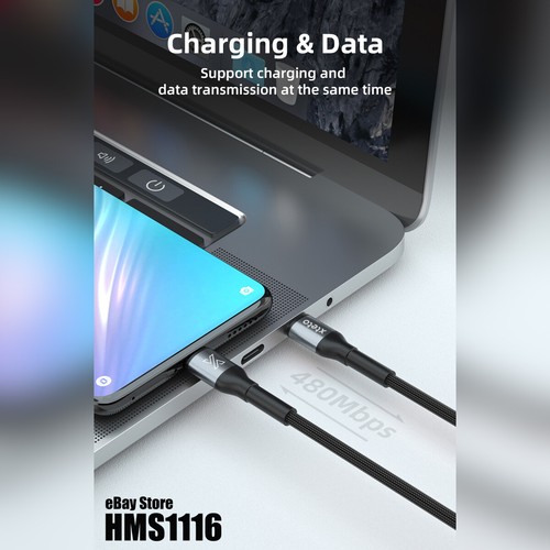 USB Type C to Type C Fast Charging PD Cable iPhone 16 15 Samsung S25 S24 S23 S22 - Picture 5 of 18