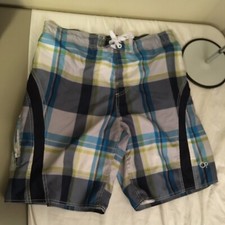 Ocean Pacific OP Mens Board Shorts Swim Trunks Large 36-38 Multicolor Plaid FS 