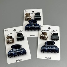 SCUNCI 3-PACK Mixed Jaw Clips Multicolor 3-Pieces New 