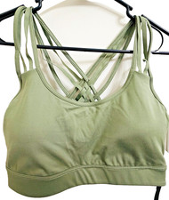 Victoria's Secret Sport Army Green Strappy Sports Bra Large Padded Racerback NWT