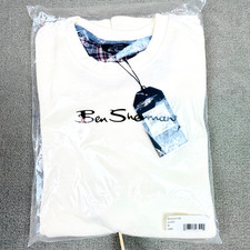 New Ben Sherman Ivory Pullover Shirt Men's Sz Medium Long Sleeve Padded Elbows