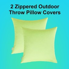 Set of 2 Zippered Decorative Outdoor Waterproof Square Throw Pillow Sham Covers