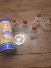 Vintage Red Yellow Regent-Carlton Badminton Can w/ 5 Shuttlecocks