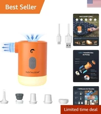 4.5 kPa Rechargeable Air Pump with Camping Light & 5 Nozzles – Must-Have Gear