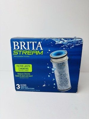 Brita Stream Pitcher Water Filter -Gray, Pack of 3 NEW SEALED Box