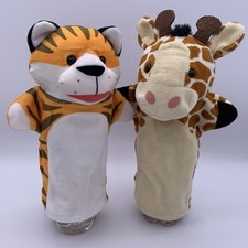 Melissa Doug Hand Puppets Tiger Giraffe lot Safari Animals Toy Play Theatre