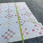 Vintage Handmade Patchwork Quilt Pink White Floral Cotton Bedspread 77x65 — photo 5