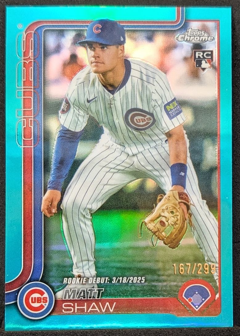 Matt Shaw 167/299 2025 Topps Chrome Update RC Rookie Debut Teal Refractor