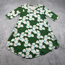 Fighting Eel Ava Sky Zinnia Dress Women Small Green White Floral 1/2 Sleeve