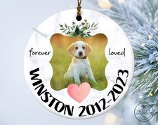 Pet Memorial Photo Ornament, Personalized Dog Loss Gift, Dog Remembrance, Dog...