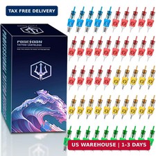 50Pcs Tattoo Cartridge Needles Assorted Mixed Size Round Liner Shader  Curved