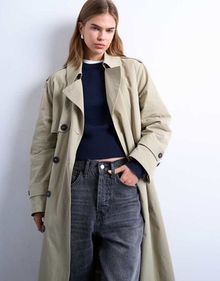 NWT $189 Topshop 2 in 1 Teddy Trench With Detachable Shearing Lining in Stone S