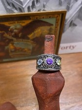 Aquamarine , Peridot, Amethyst Sterling Silver 925 Ring Plated In White Gold