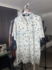 Nike Dri-FIT Golf Polo Shirt Geometric White Blue Green Men's Size L FD5735-072