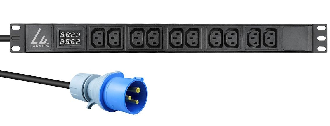 Lanview LVR-3MIEC-AMP-10C13 19'' rack mount power strip.