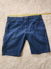 Vtg Men Wrangler Work Wear Carpenter Utility DenimBlue Jorts Baggy Y2K Sz 50 Big
