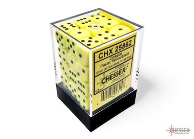 Chessex - Pastel Yellow with Black Opaque Set of 36, 12MM, d6 Dice CHX25862