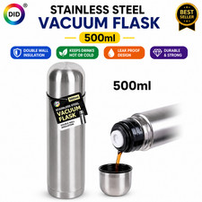 500ml Stainless Steel Vacuum Flask Double Wall Insulated Hot Cold Drinks 