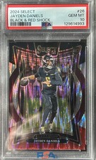 2024 PANINI SELECT BLACK & RED SHOCK #26 JAYDEN DANIELS ROOKIE RC PSA 10 LOW POP