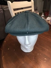 Capas Headwear Mens Green Hat Golf Cabbie Newsboy Size Large Wool Blend Fabric