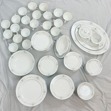 108-Pc Rose China Japan Gainsborough 2222 Dinnerware Set Platinum Trim Vintage