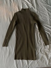 Sweater dress Khaki green long sleeve with buttons